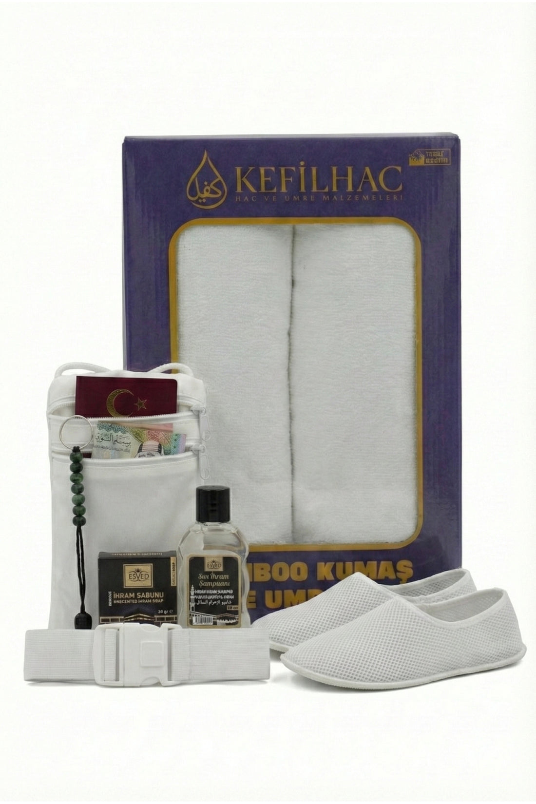 Bambu İhram Tavaf Patiği İhram Kemeri Ve Boyun Cüzdanı Sabunlar Tavaf Tesbihi Hac Umre Seti