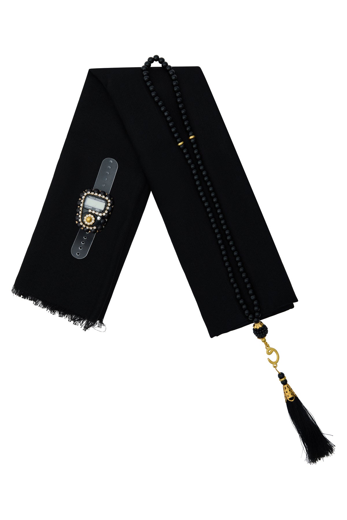 Çanta İçinde Flamlı Eşarp İnci Tesbih Taşlı Zikirmatik 10 Adet Mevlüt Hac Umre Hediyelik Set - 3