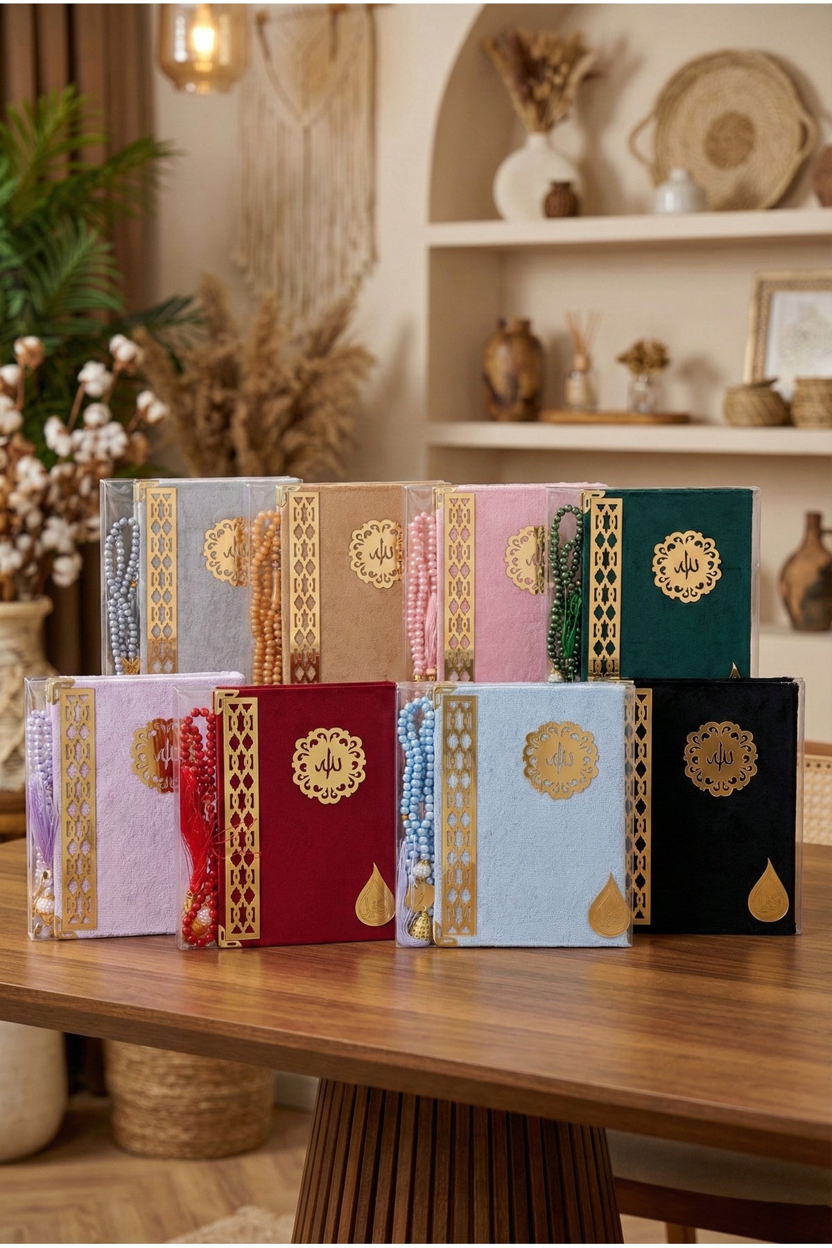 Kadife Kaplı Tasarımlı Yasin Kitabı + Tesbih Hediyelik Set 10 Adet | Hac Umre Dönüşü & Mevlit - 12