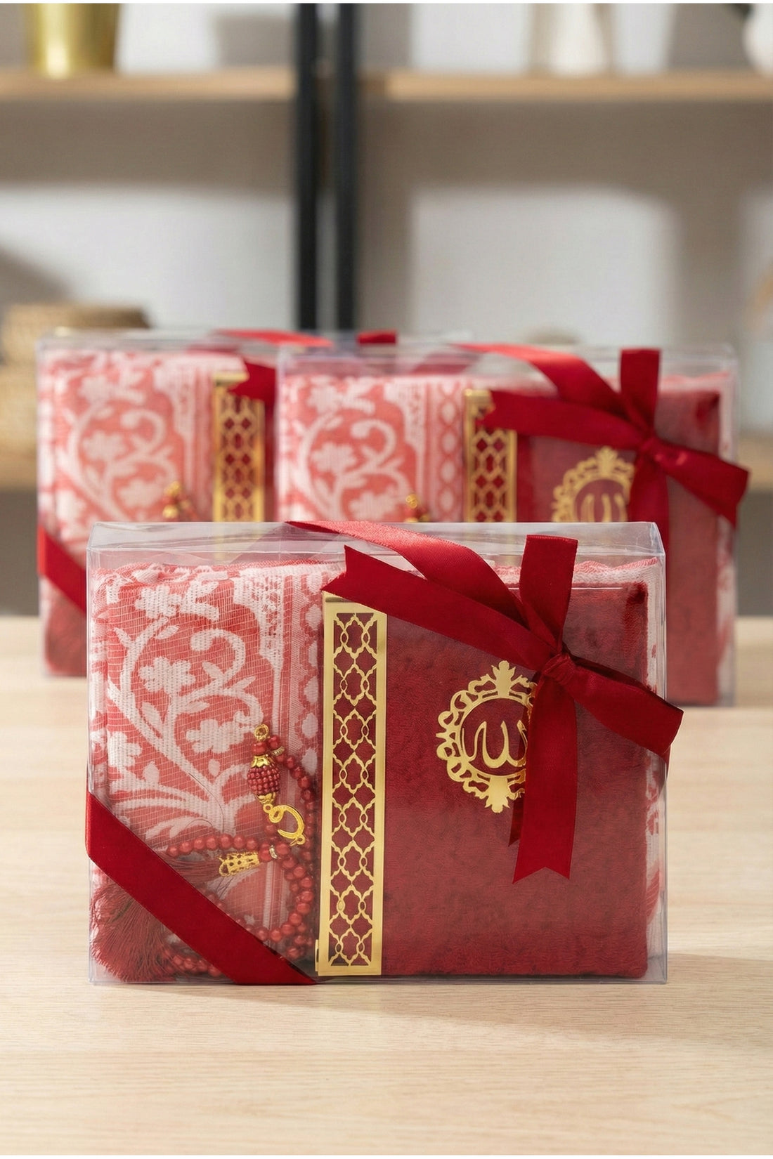 Hediyelik Bohçalık Seccade Kadife Yasin İnci Tesbih Seti 3 Adet Mevlüt Nişan Hac Umre Dönüşleri