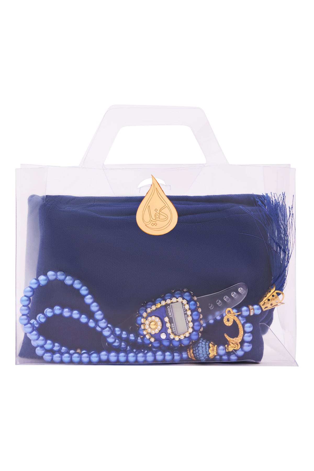 Çanta İçinde Flamlı Eşarp İnci Tesbih Taşlı Zikirmatik 10 Adet Mevlüt Hac Umre Hediyelik Set - 18