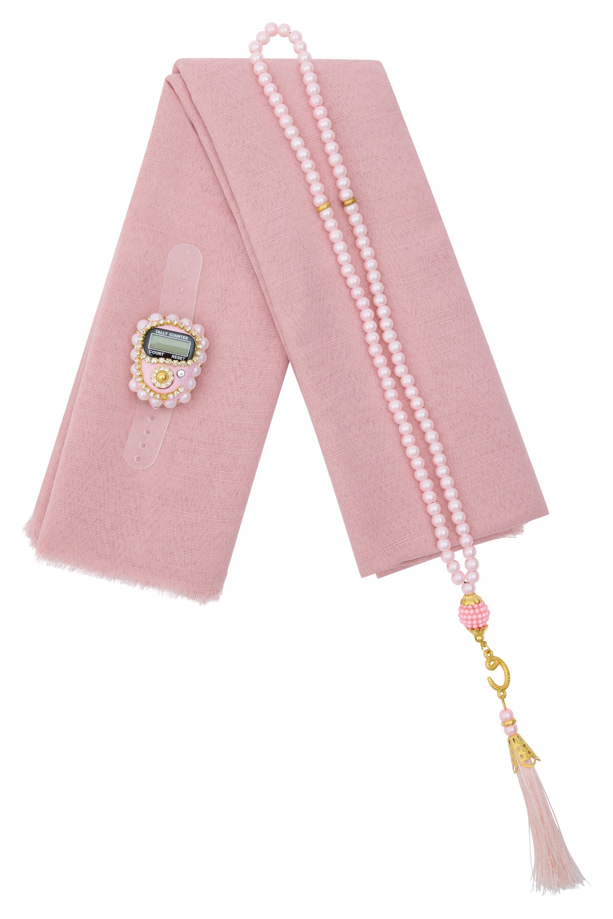 Çanta İçinde Flamlı Eşarp İnci Tesbih Taşlı Zikirmatik 10 Adet Mevlüt Hac Umre Hediyelik Set - 29