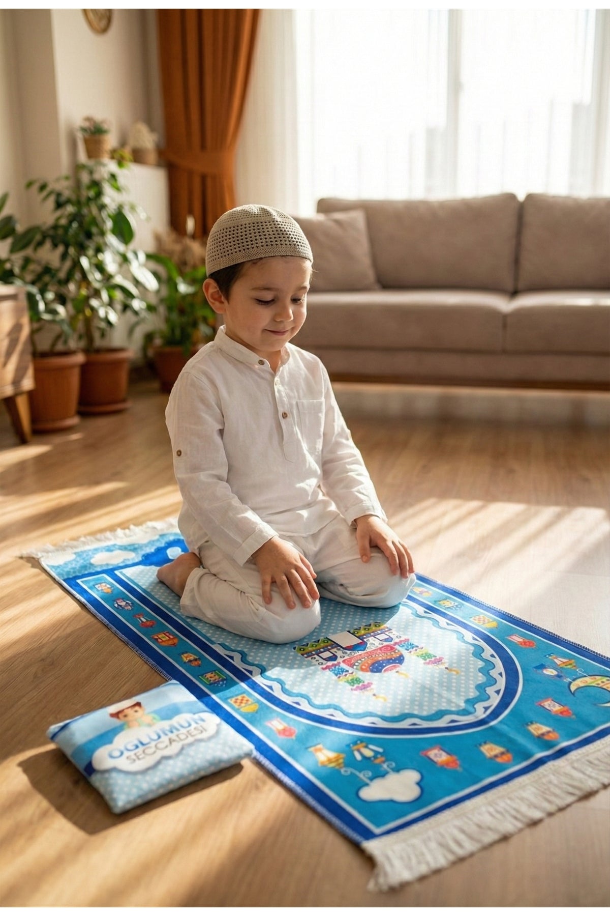 Dijital Baskılı Çocuk Seccade Çantalı Namazlık