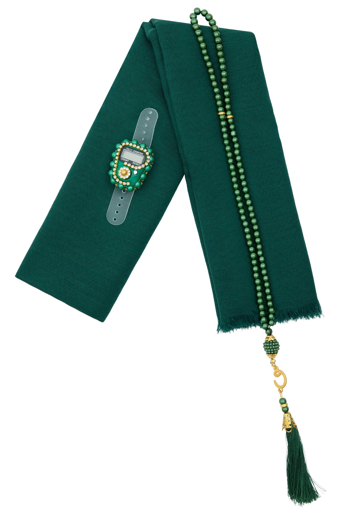 Çanta İçinde Flamlı Eşarp İnci Tesbih Taşlı Zikirmatik 10 Adet Mevlüt Hac Umre Hediyelik Set - 9