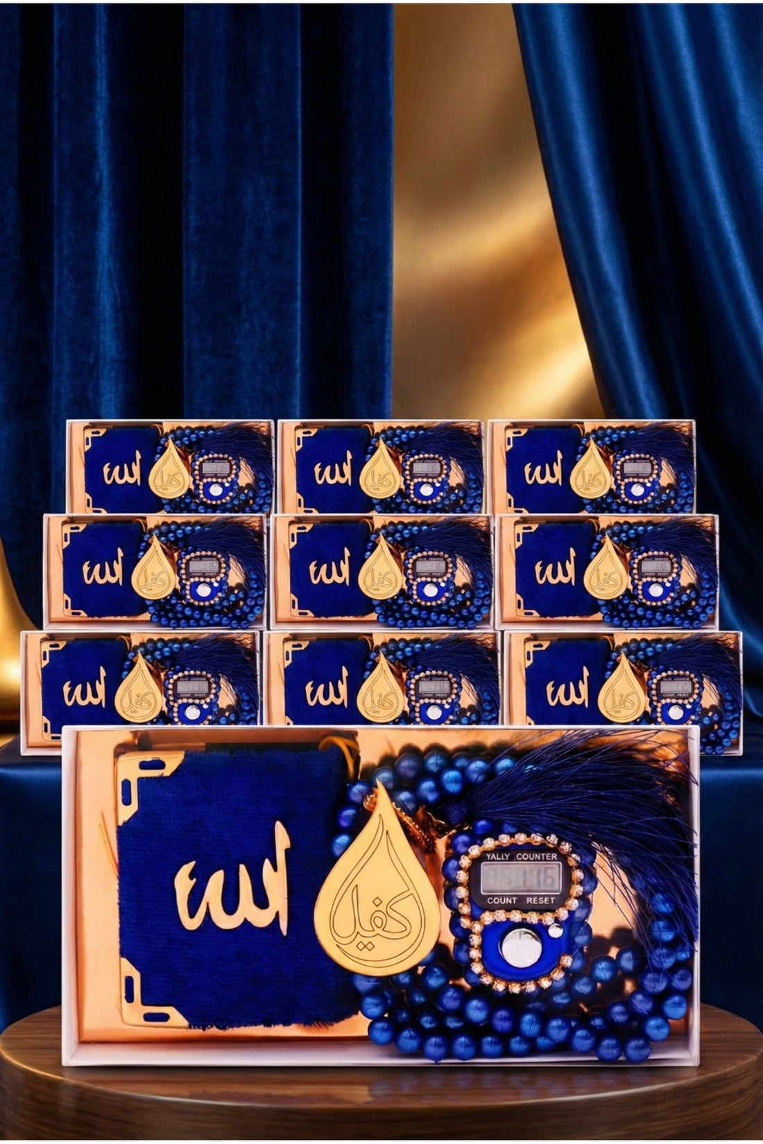 10’lu Hediyelik Özel Kutulu Mini Kur’an-ı Kerim Taşlı Zikirmatik Ve Tesbih Seti Hac Umre ve Mevlüt