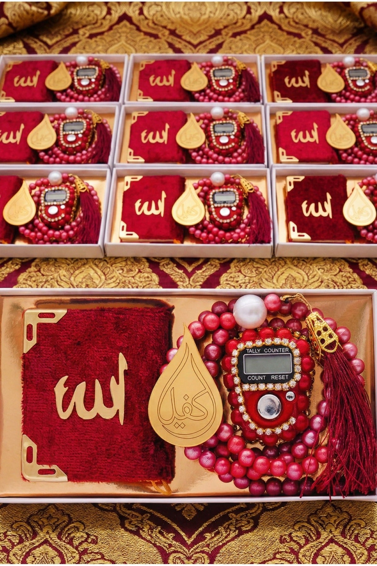10’lu Hediyelik Özel Kutulu Mini Kur’an-ı Kerim Taşlı Zikirmatik Ve Tesbih Seti Hac Umre ve Mevlüt - 11