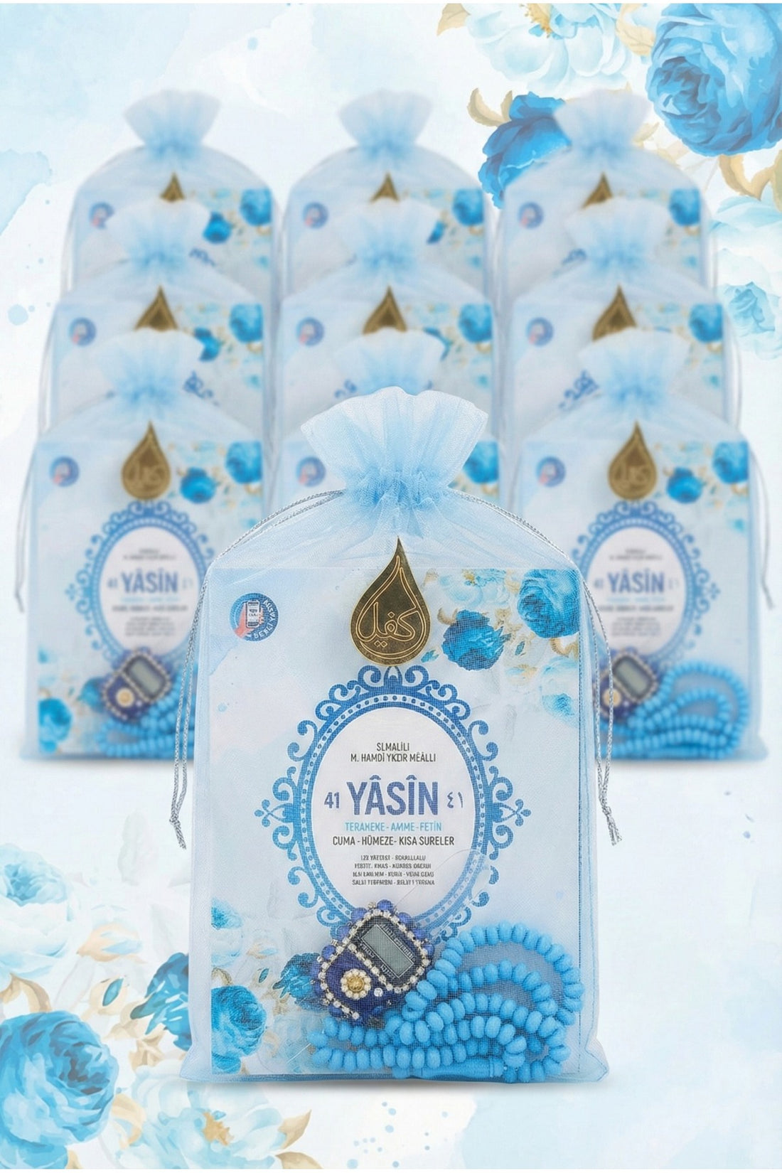 Tül Kesede Taşlı Zikirmatik Tesbih Ve Yasin Seti 10 Adet Mevlüt Hac Umre Hediyelik